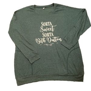 Beth Dutton graphic long Sleeve pocket T shirt Size Large Super Soft Yel…